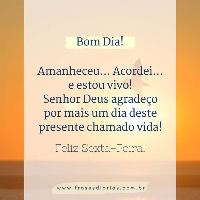 Feliz Sexta-Feira Senhor Deus agradeço por mais um dia deste presente chamado vida