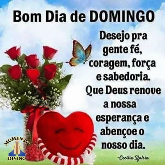 Bom Dia de Domingo. Desejo pra gente fé, coragem, força e sabedoria