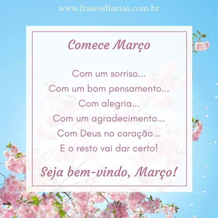 março com Deus no coração Seja bem-vindo março